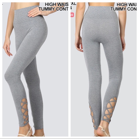 High waist tummy control seamless lattice leggings - Picture 4 of 4